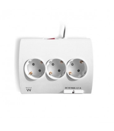 Multiprise 5 Prises avec Interrupteur Ewent EW3935 1,5 m 2 x USB 2,1 A 2500W Blanc