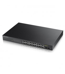 Commutateur Réseau Armoire ZyXEL GS1900-24HP-EU0101F 24 x GbE Smart Switch Layer 2 Multicast IPv6 Noir