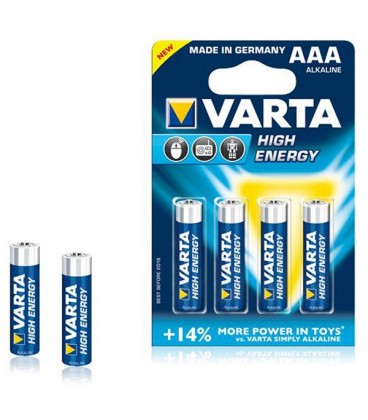 Pile Alcaline Varta LR03 1,5 V AAA High Energy (4 pcs) Bleu