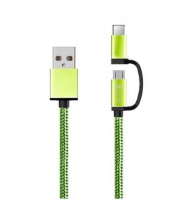 Câble USB vers Micro USB et USB C Ref. 101134 Vert