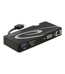 Adaptateur USB 3.0 vers VGA/HDMI/LAN/USB 3.0 DELOCK 62461 Noir