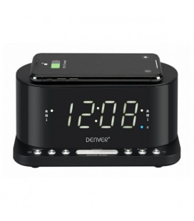 Radio-réveil avec Chargeur sans fil Denver Electronics CRQ-110 12"" LED USB Noir