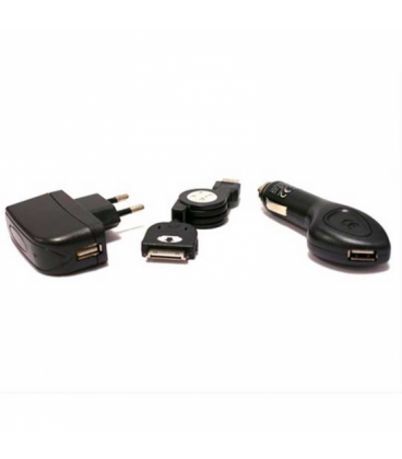 Chargeur Universel 3 en 1 Iphone 3, 3gs, 4, 4s KSIX Micro USB USB Noir