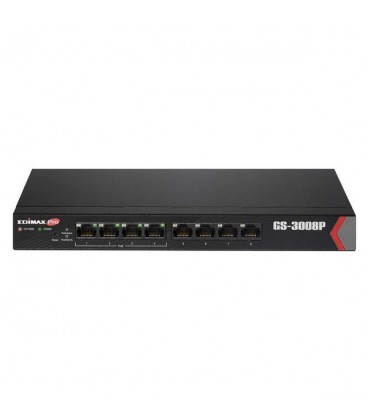 Commutateur Réseau de Bureau Edimax GS-3008P LAN 10/100 Noir (8 Ports)